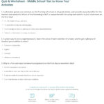 Quiz Worksheet Middle School Get To Know You Activities Study