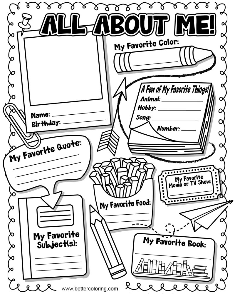 Read All About ME Coloring Pages Worksheets Free Printable Coloring Pages