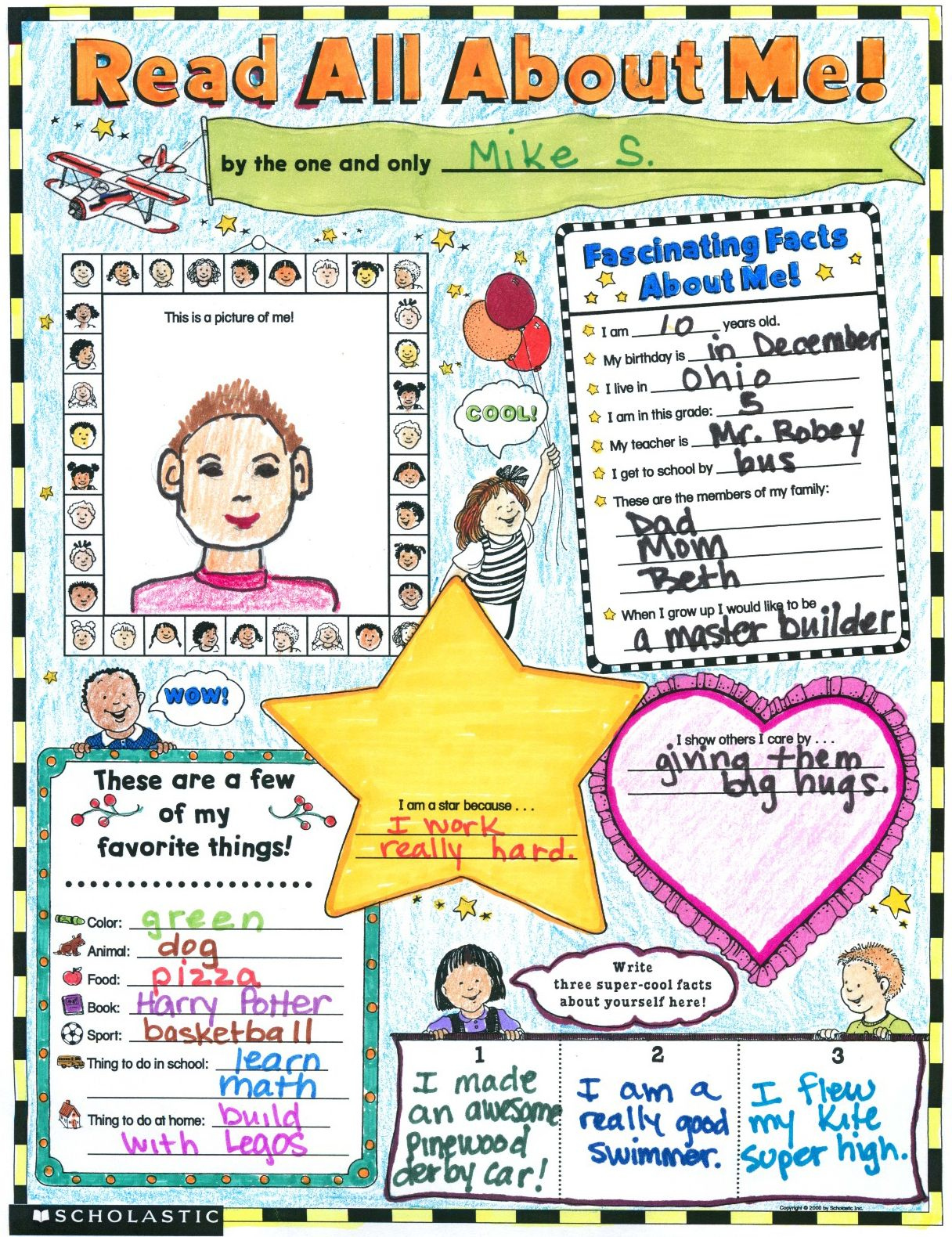 Read All About Me Poster Classroom Worksheet AllAboutMeActivities 