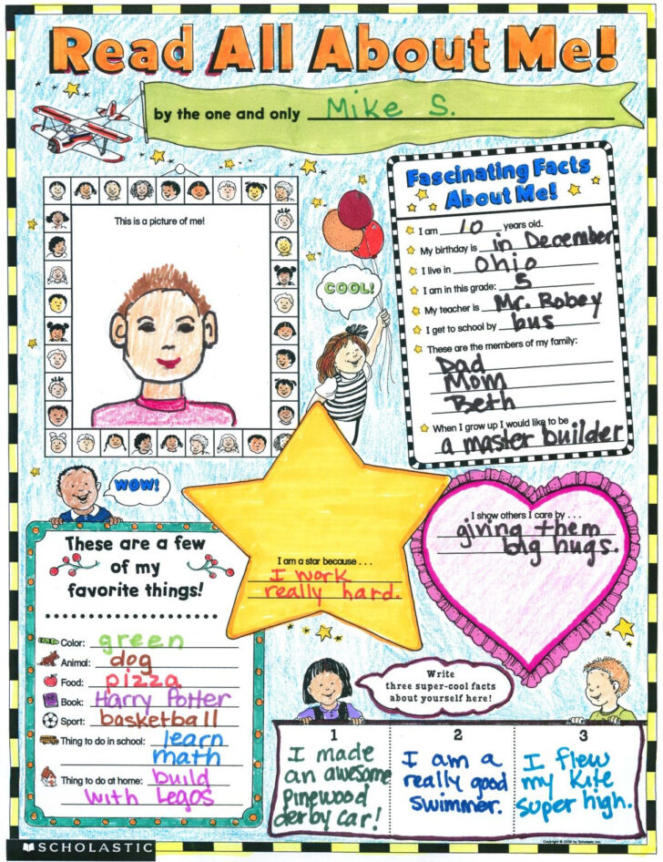 All About Me Poster Worksheet
