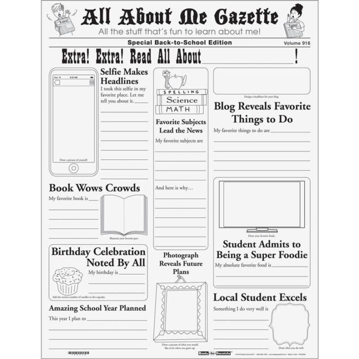 Extra Extra Read All About Me Worksheet