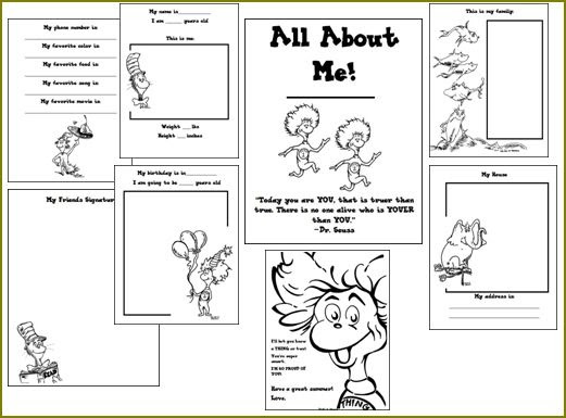 The Art Of Teaching A Kindergarten Blog Dr Seuss All About Me Book