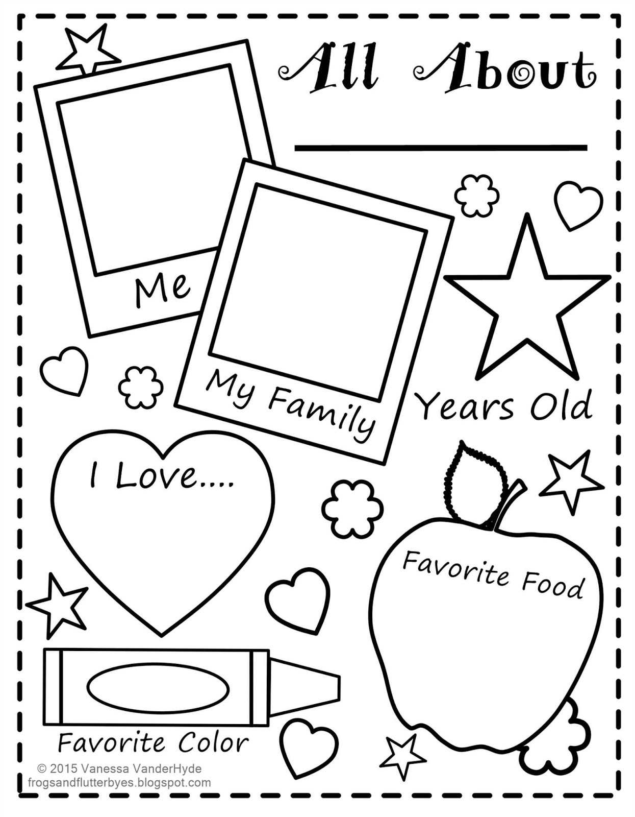 The Frogs And The Flutterbyes All About Me Free Printable