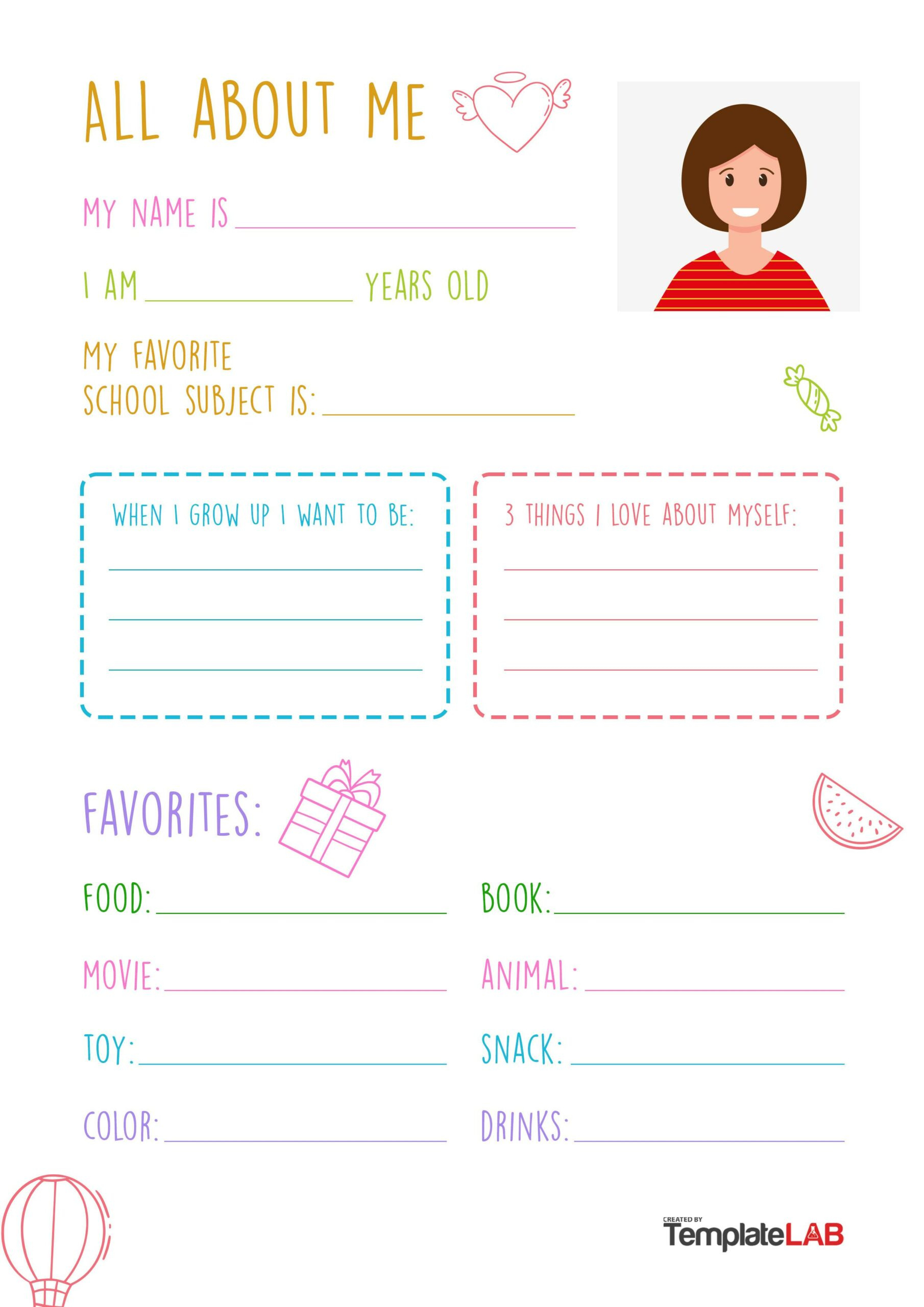 19 Printable All About Me Templates (Free) ᐅ Templatelab for All About Me Worksheet Teacher