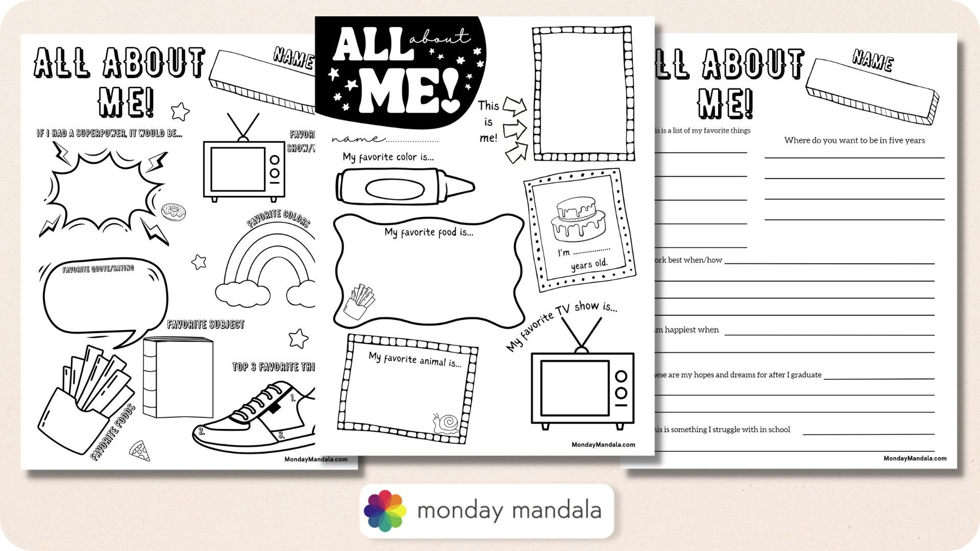 30 All About Me Worksheets (Free Pdf Printables) regarding All About Me Worksheet Mondaymandala