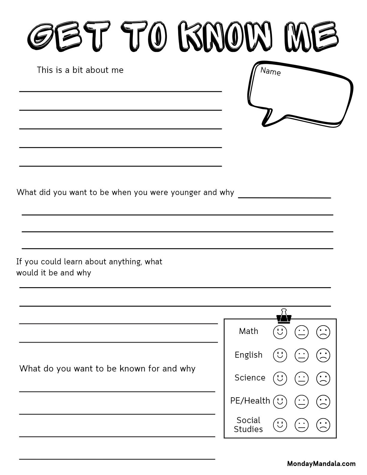 30 All About Me Worksheets (Free Pdf Printables) regarding Get To Know Me High School Worksheet