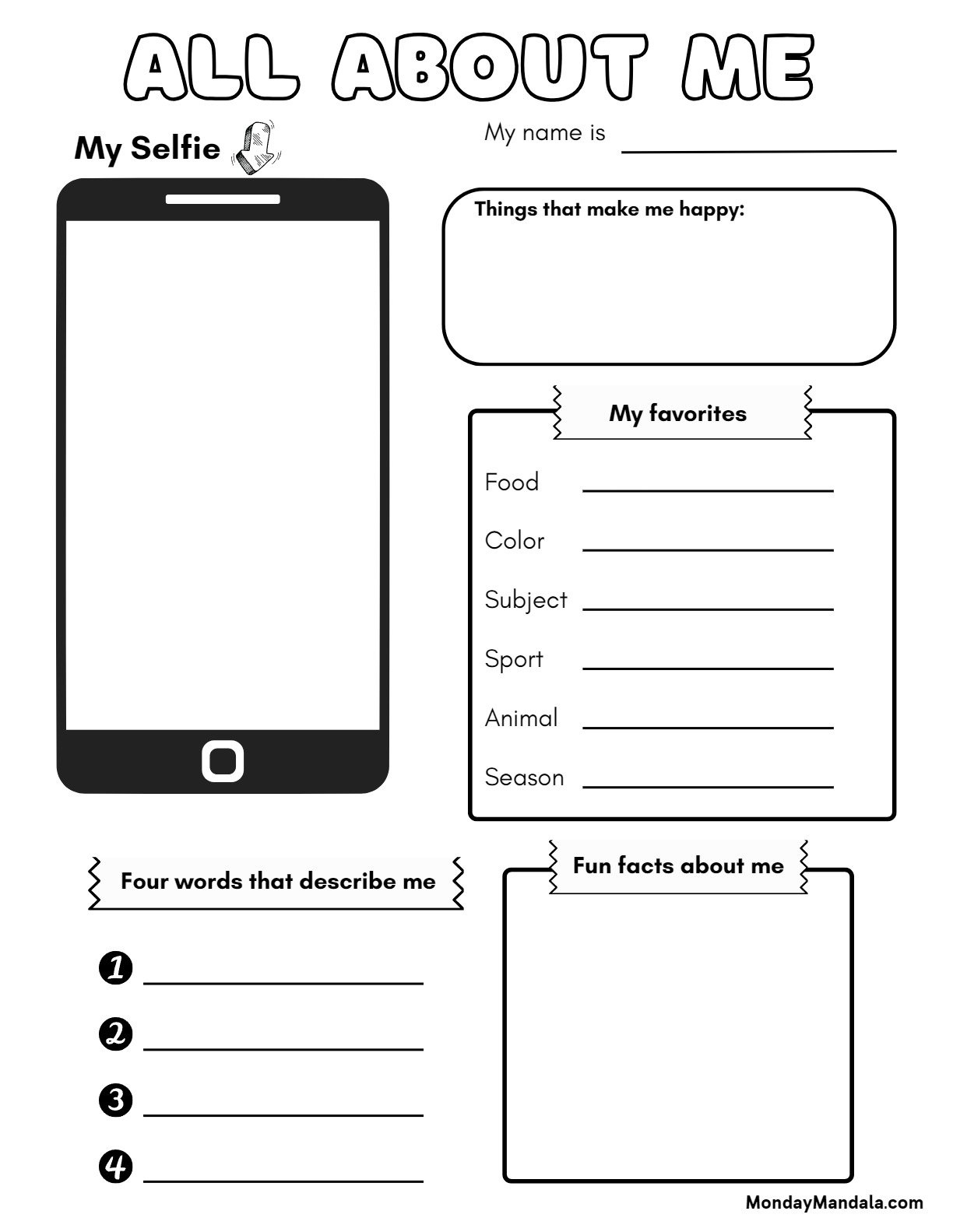 30 All About Me Worksheets (Free Pdf Printables) throughout All About Me Worksheet Teenagers
