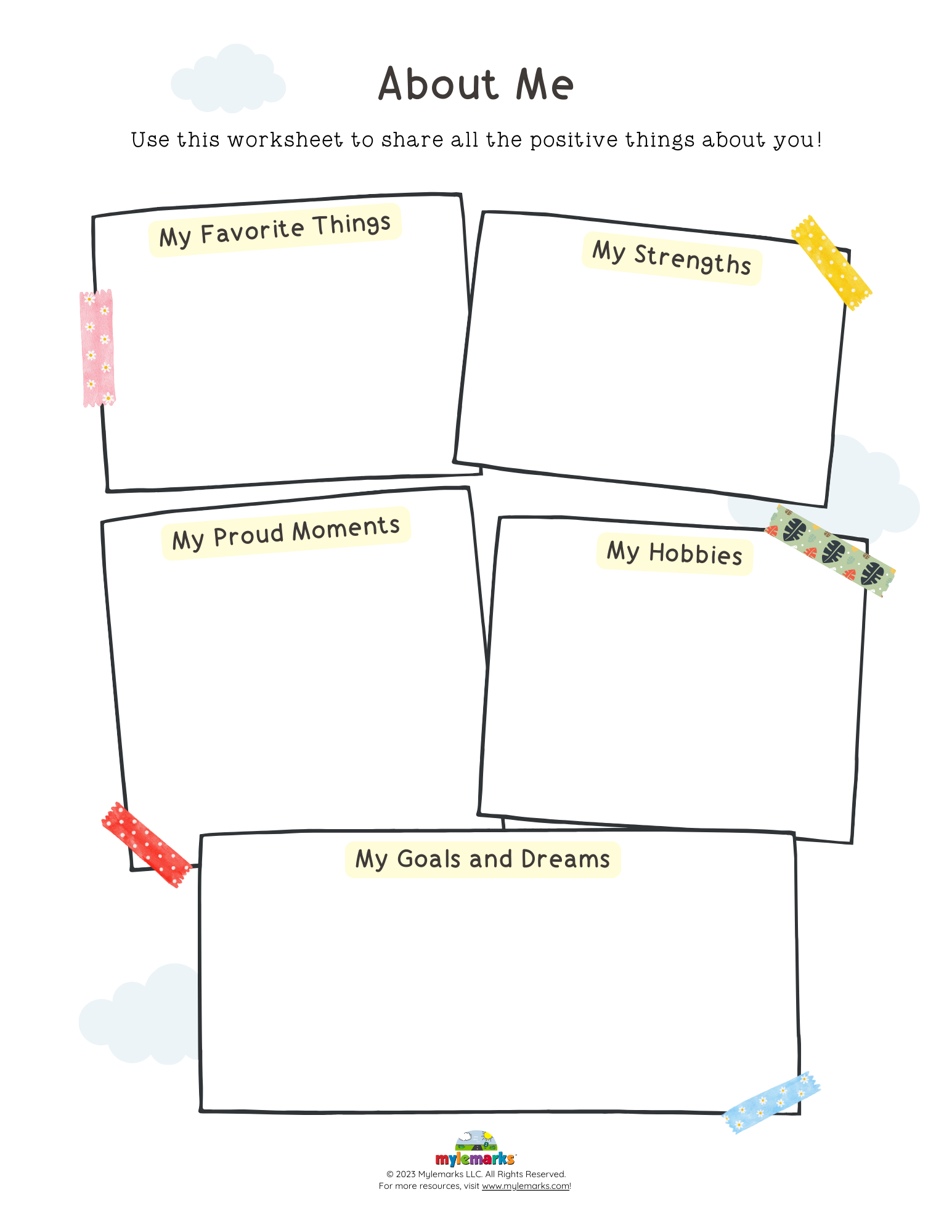 About Me intended for Mylemarks All About Me Worksheet