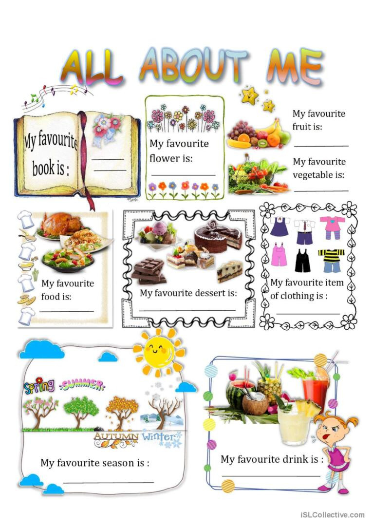 All About Me 1: English Esl Worksheets Pdf & Doc inside All About Me Worksheet Islcollective