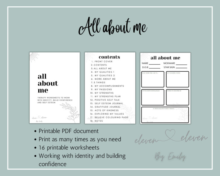 All About Me Therapy Worksheet