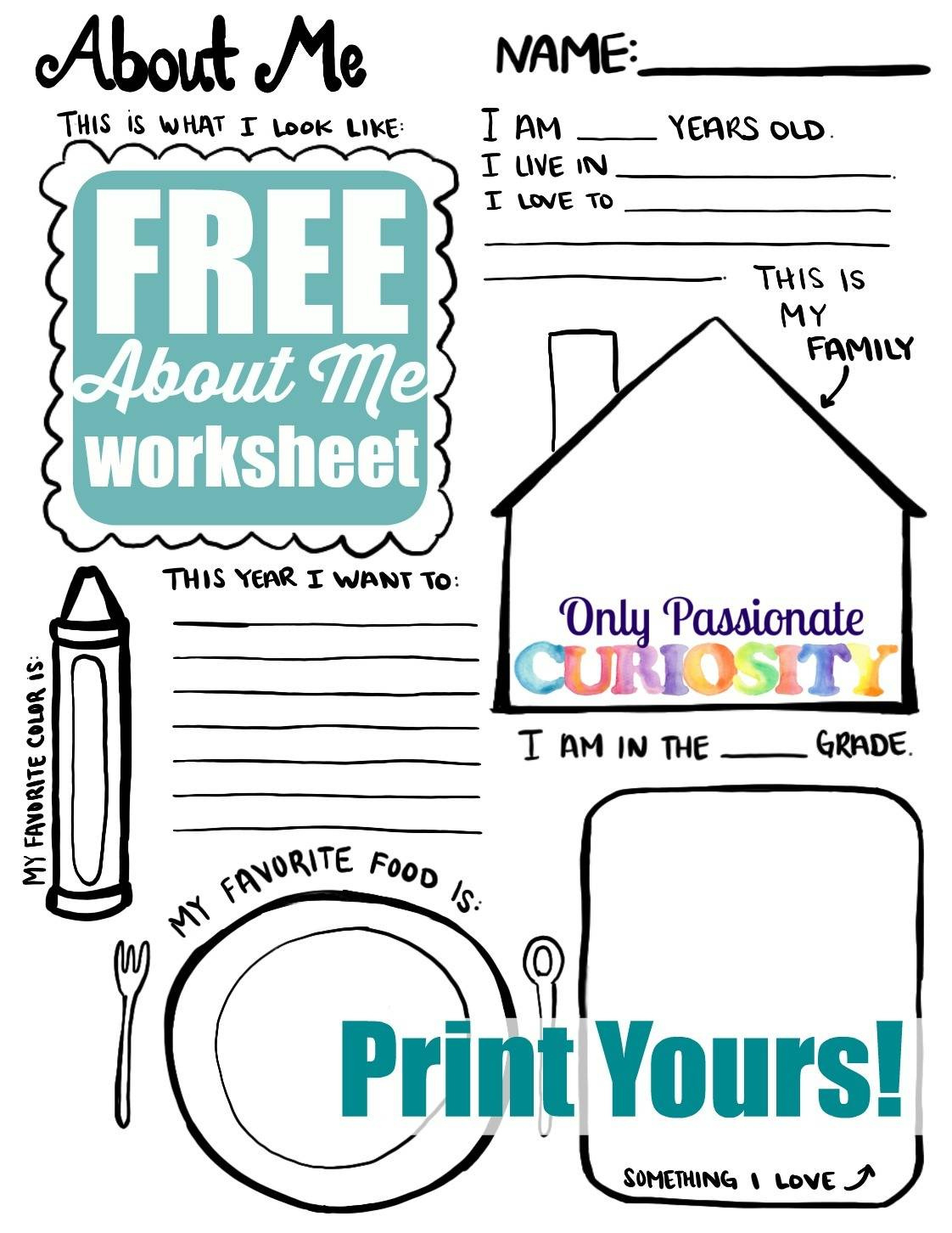 All About Me {Back To School Printable} - Only Passionate Curiosity with regard to All About Me Worksheet Back To School