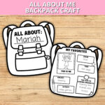 All About Me Backpack, First Day Of School Activity, All About Me With All About Me Worksheet Backpack