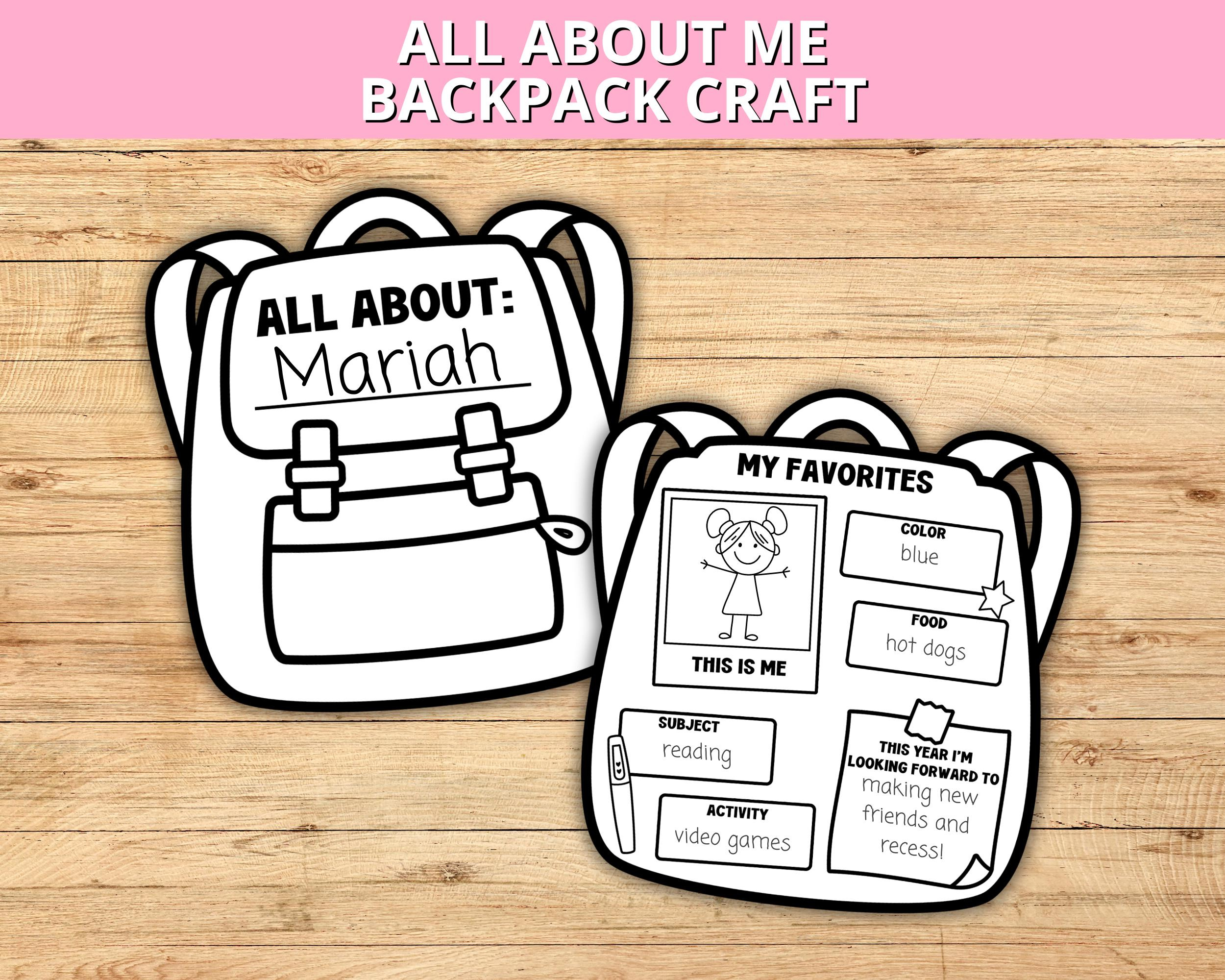 All About Me Backpack, First Day Of School Activity, All About Me with All About Me Worksheet Backpack