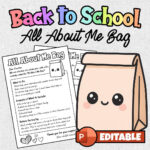 All About Me Bag Activity | Editable Back To School Ice Breaker With All About Me Bag Printable