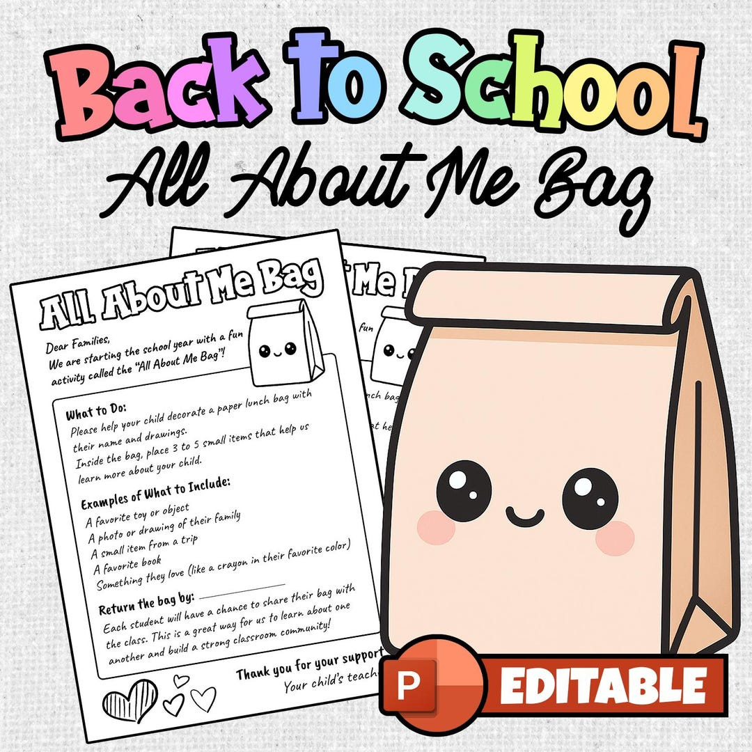 All About Me Bag Activity | Editable Back To School Ice Breaker with All About Me Bag Printable