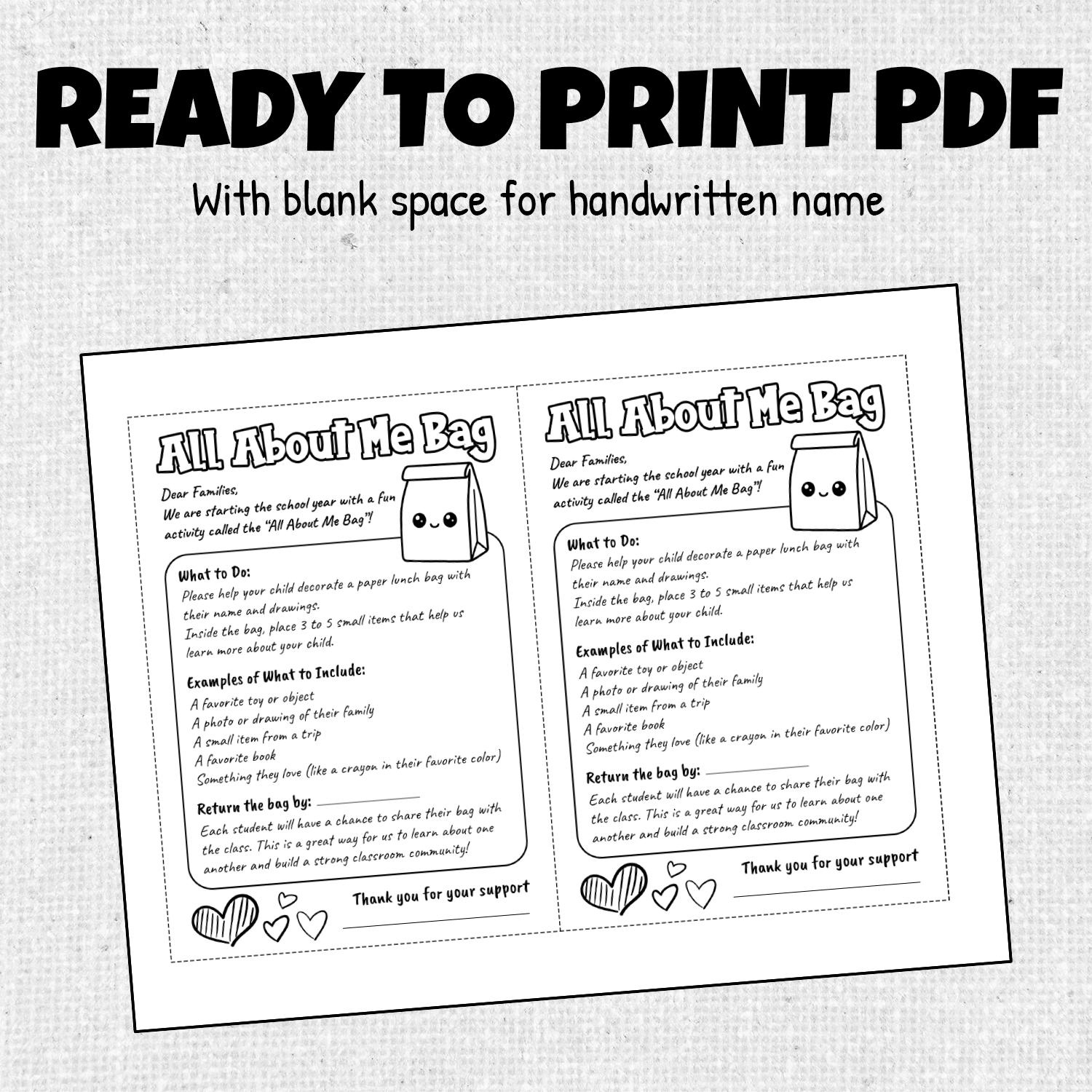 All About Me Bag Activity | Editable Back To School Ice Breaker with regard to All About Me Bag Printable