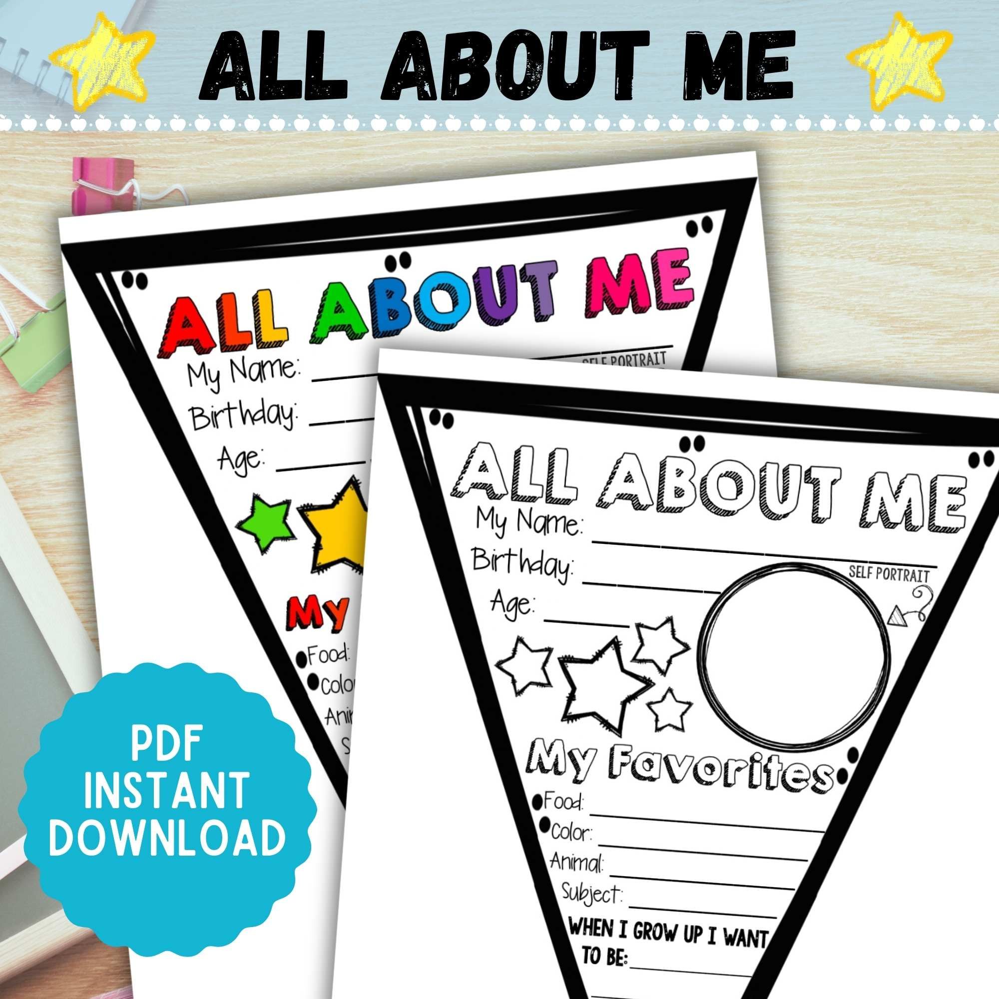 All About Me Banner | Lightly Sketched throughout All About Me Worksheet Banner