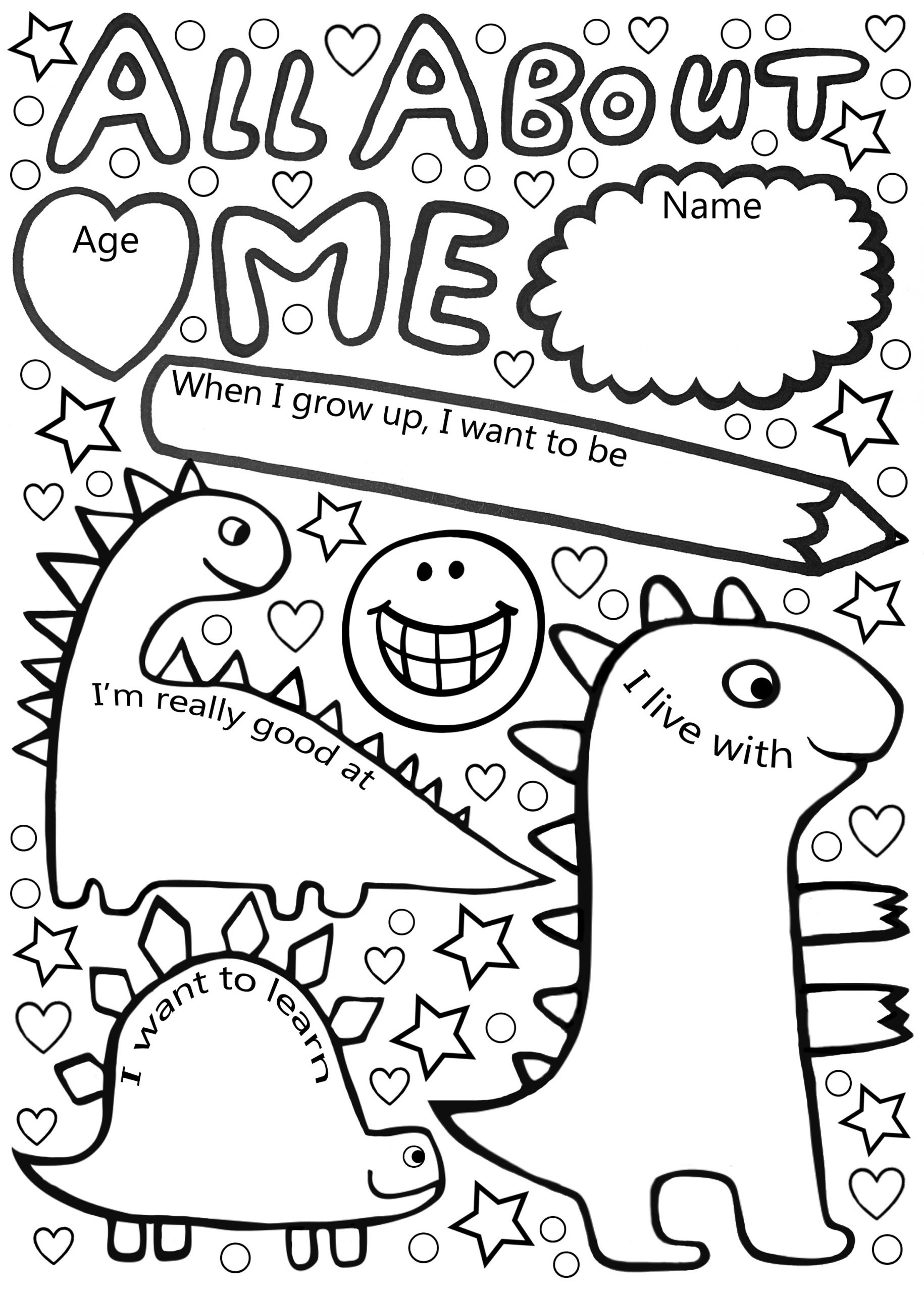 All About Me Dinosaur-Themed Worksheet - Rooftop Post Printables regarding Free Printable All About Me Worksheet Uk