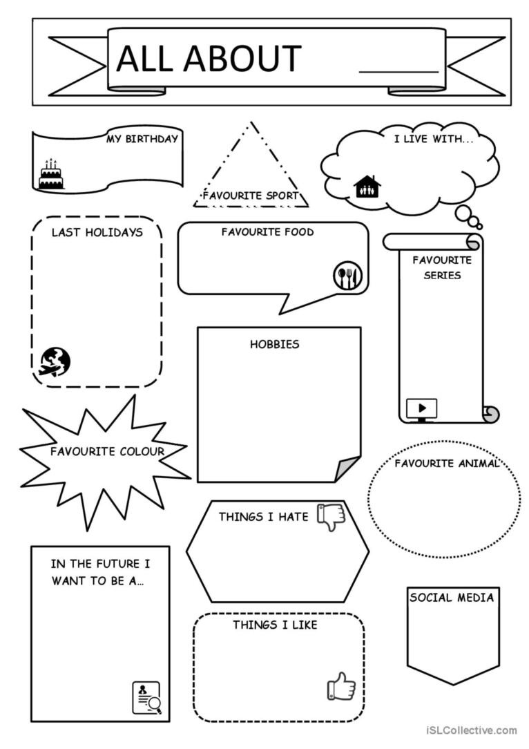 All About Me Discussion Starters, Sp…: English Esl Worksheets Pdf within Esl All About Me Worksheet