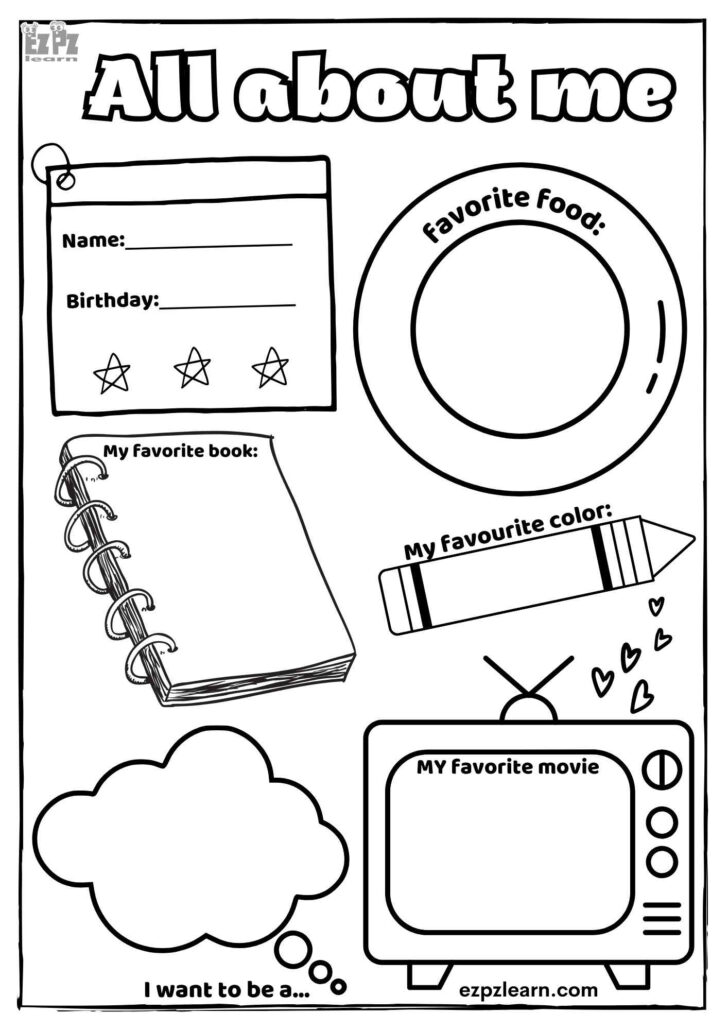 All About Me Worksheet Preschool Free Printable