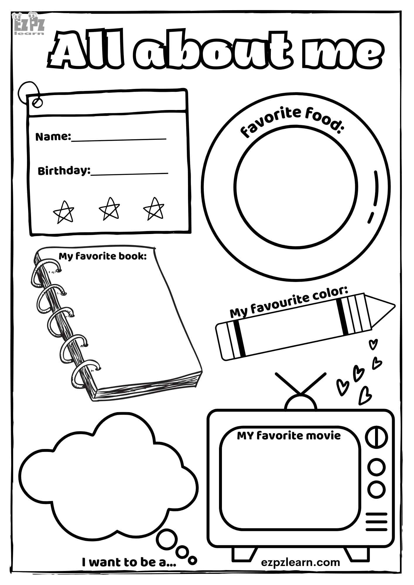 All About Me Drawing Worksheet For Preschool And Kindergarten for All About Me Worksheet Preschool Free Printable