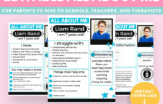 All About Me Editable Template, Special Education, Therapist And regarding All About Me Worksheet Autism