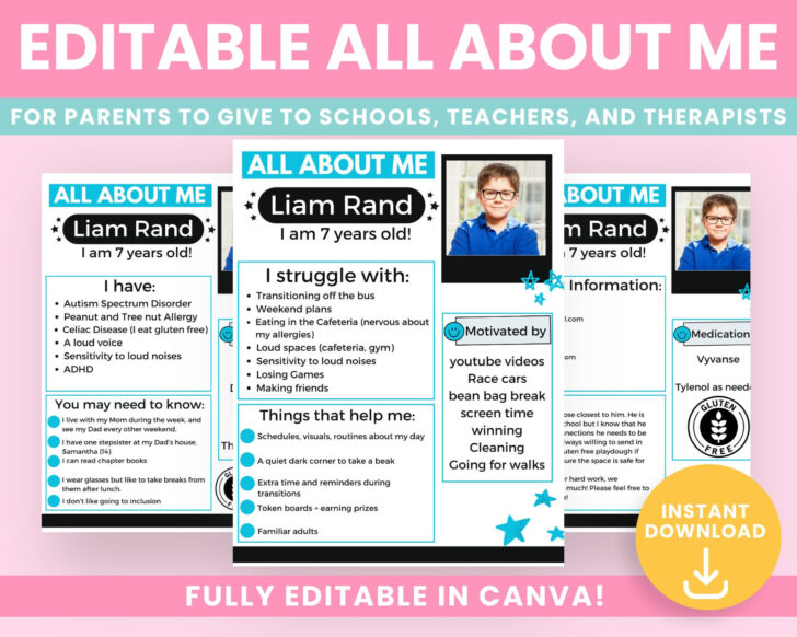 All About Me Worksheet Autism
