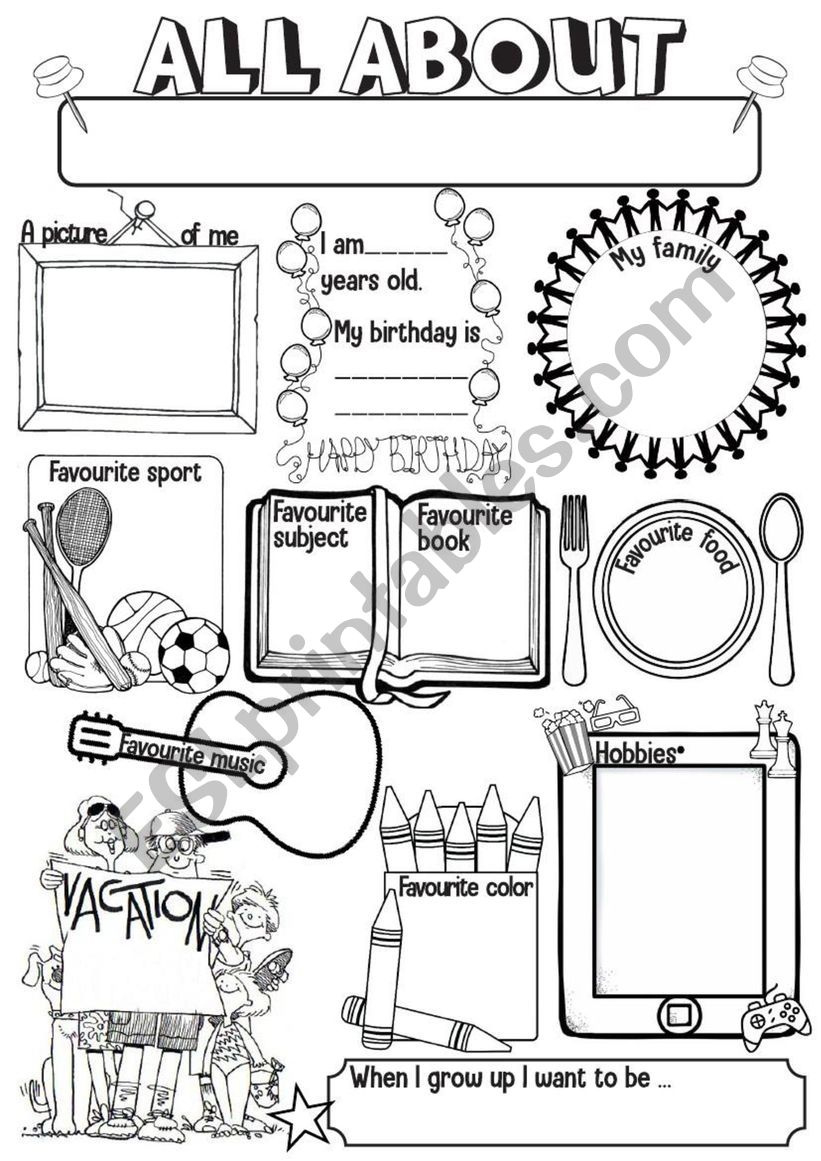 All About Me - Esl Worksheetgabaso with regard to All About Me Worksheet Music
