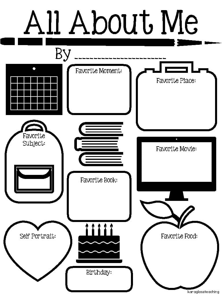 All About Me Fill-In with regard to All About Me Worksheet Tpt