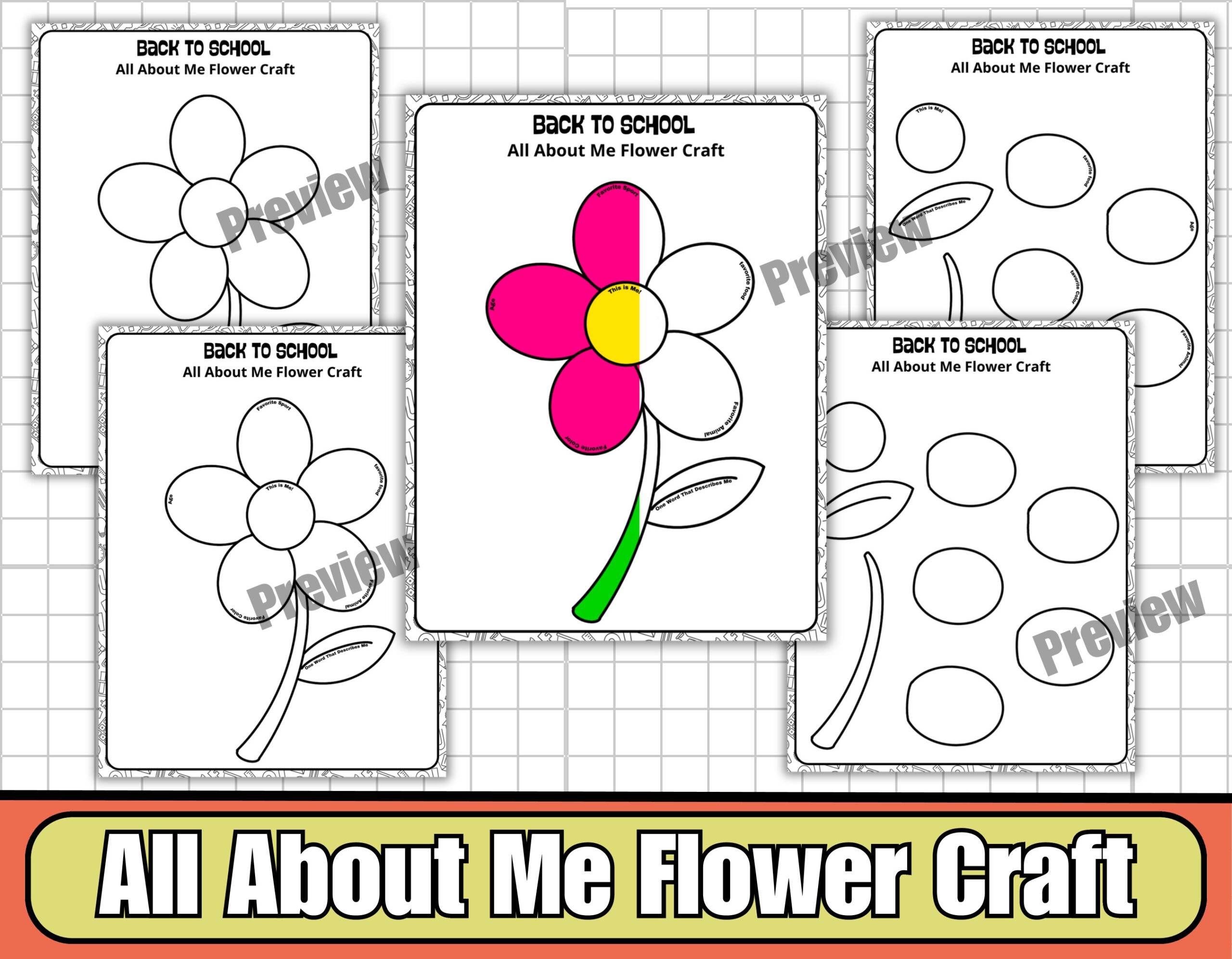 All About Me Flower Craft-Flower Fun Activity For The First Day Of with regard to All About Me Flower Children Printable