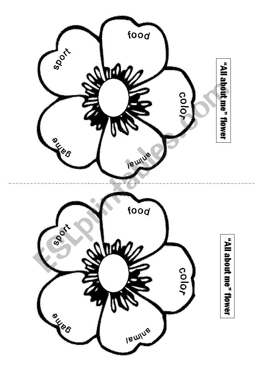 All About Me Flower - Esl Worksheetschulzi with All About Me Flower Printable For Kids