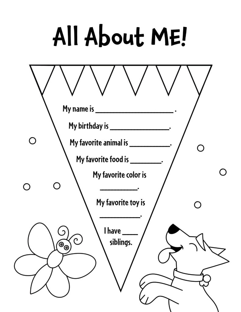 All About Me Free Printable Preschool Activities ⋆ The Hollydog Blog inside All About Me Triangle Worksheet