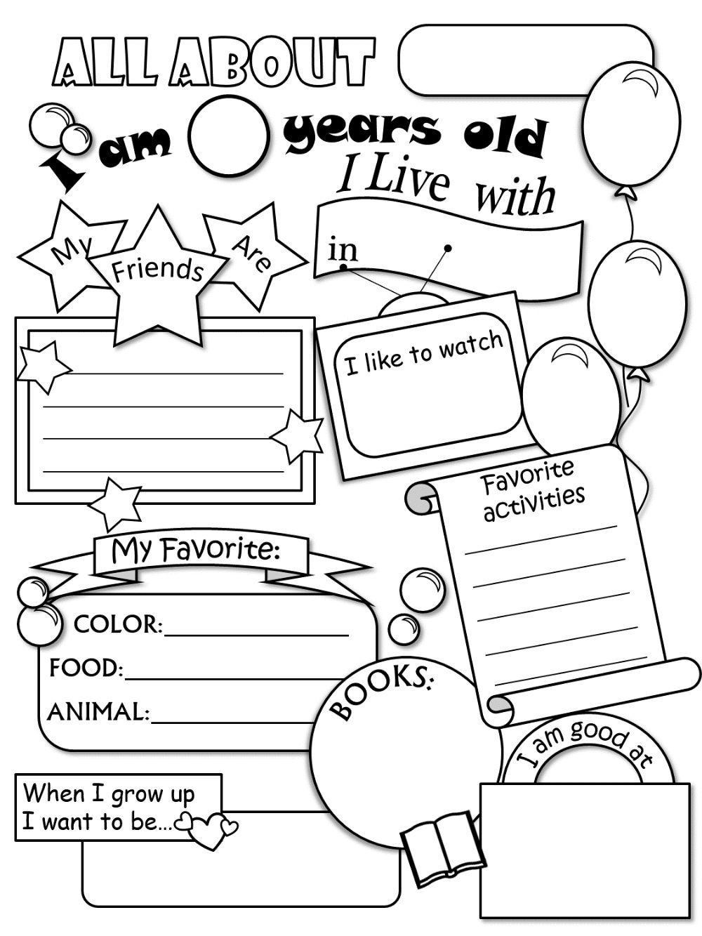 All About Me Free Printables - Printable Party Favors within All About Me Worksheet Khan Academy
