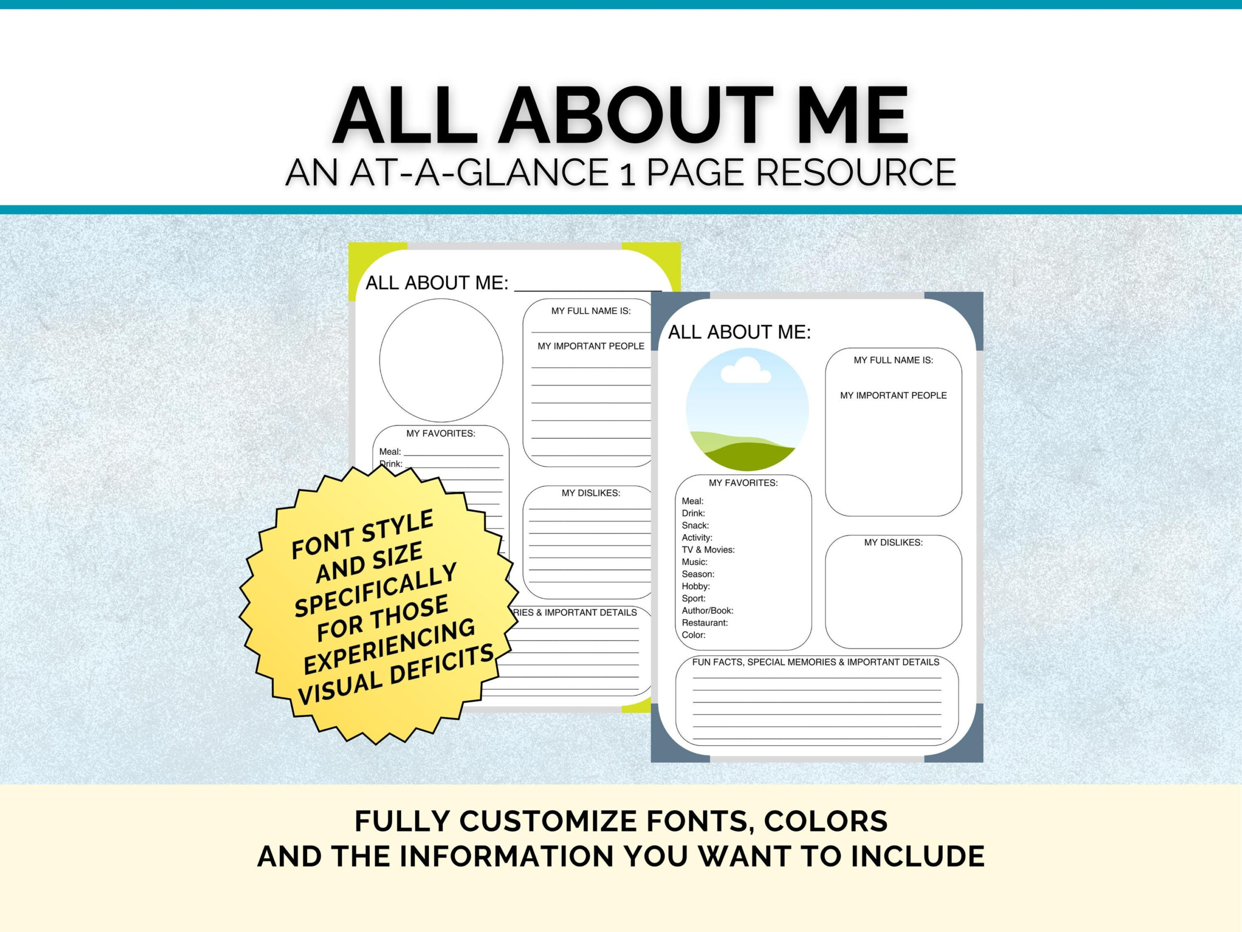 All About Me Getting To Know Me Poster, Printable Dementia Care in All About Me Worksheet Alzheimer Society