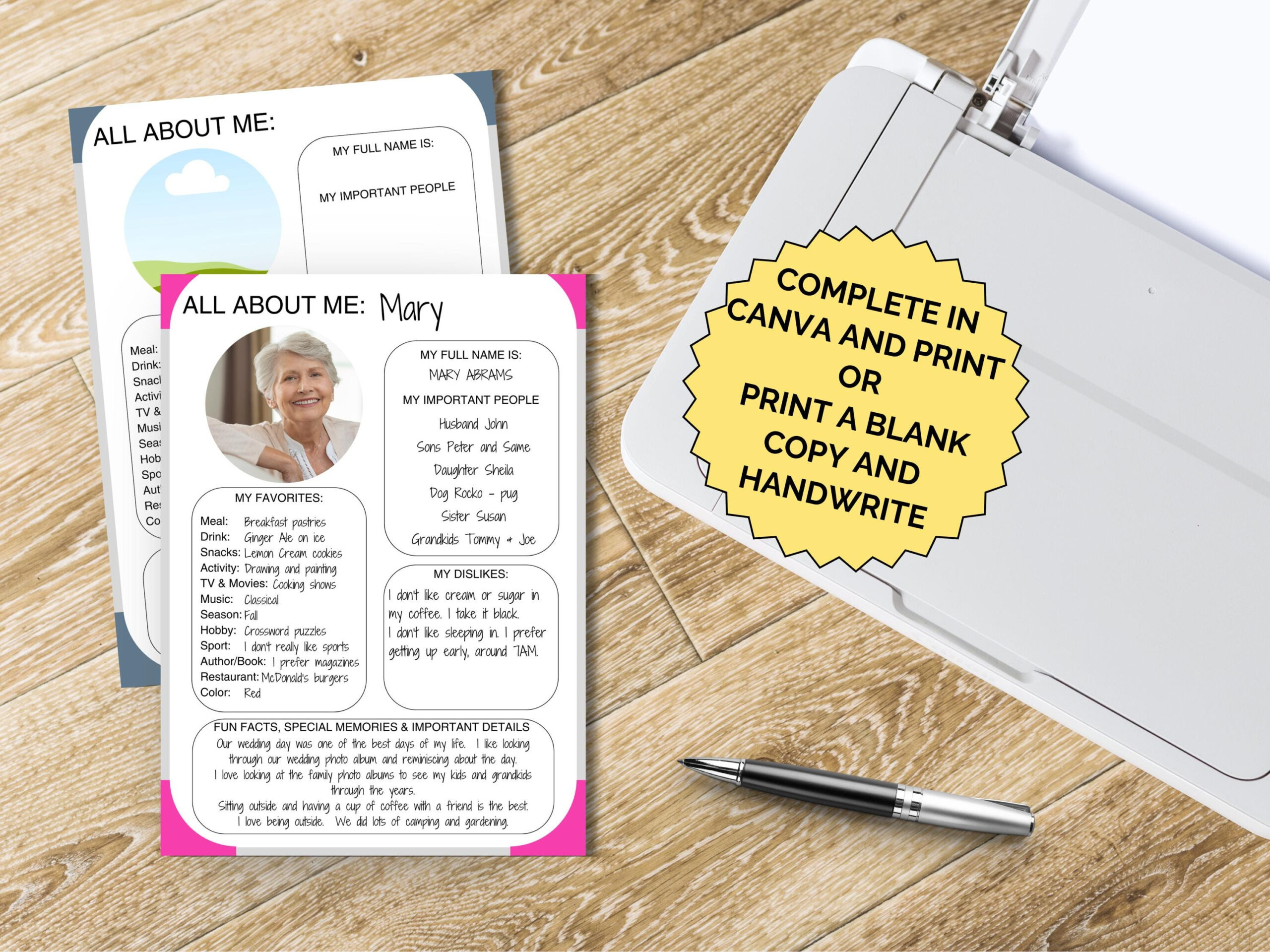 All About Me Getting To Know Me Poster, Printable Dementia Care pertaining to All About Me Worksheet Alzheimer Society