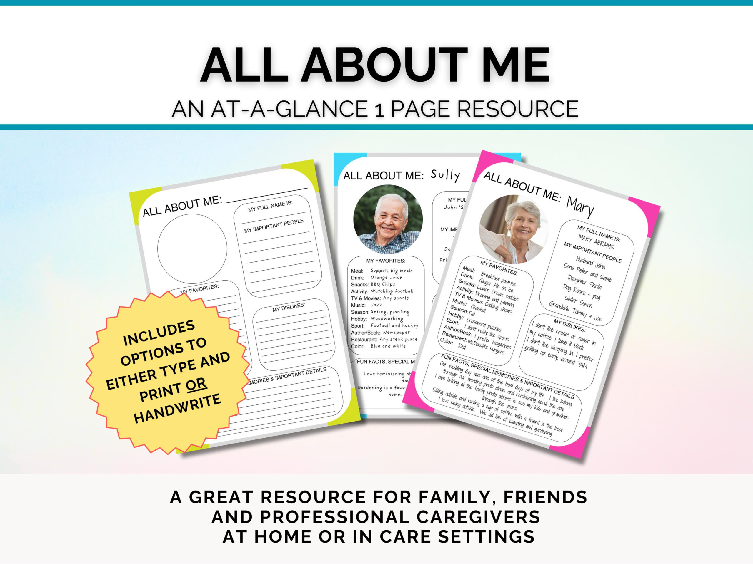 All About Me Getting To Know Me Poster, Printable Dementia Care with regard to All About Me Worksheet Dementia