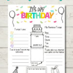 All About Me, Kids Birthday Interview, Yearly Questions Keepsake, Yearly  Memory Diary, Doodles Modern, About Me Journal, Printable Intended For All About Me Birthday Worksheet