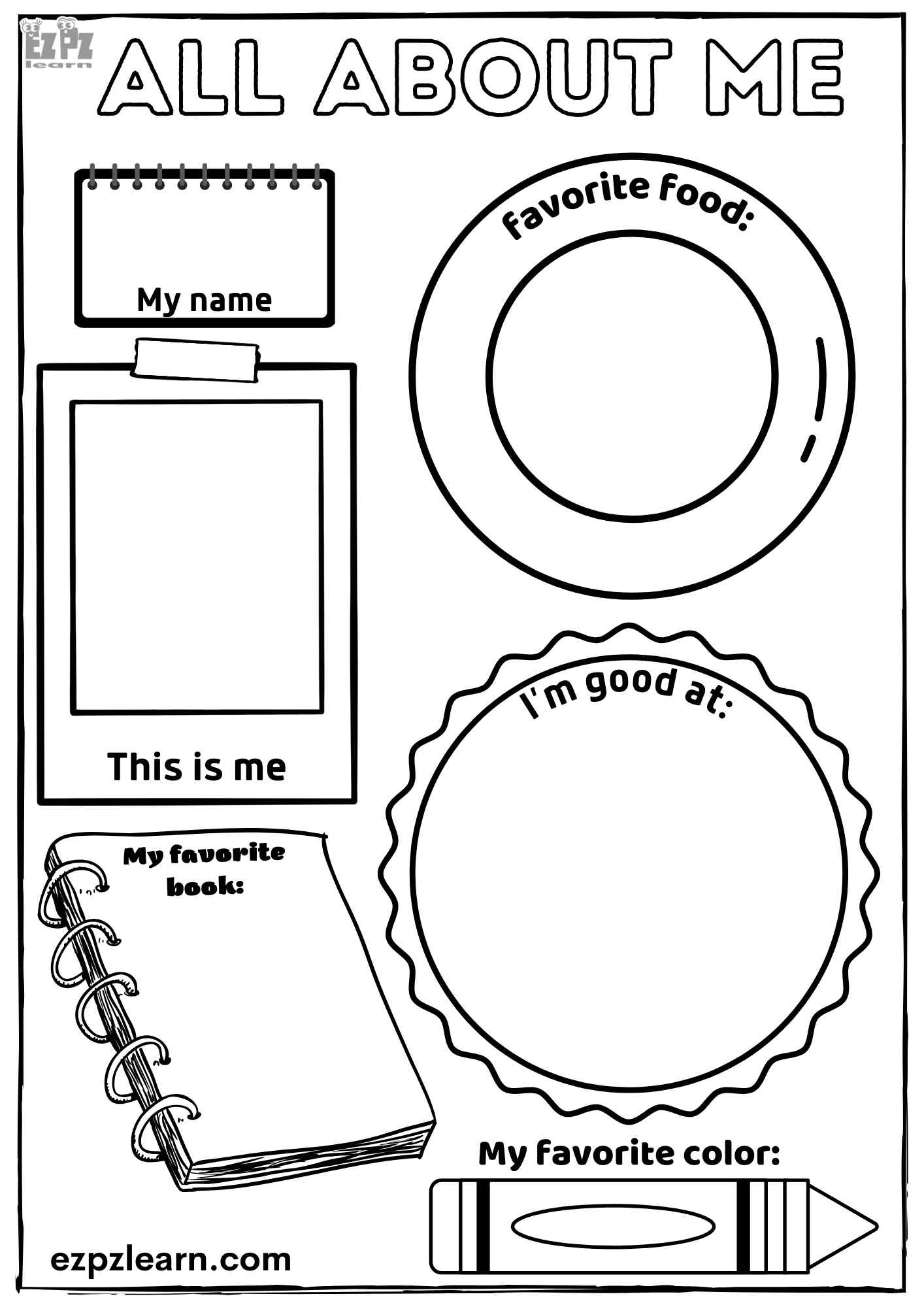 All About Me Kindergarten Drawing Activity Free Downloadable Pdf with regard to All About Me Worksheet Art