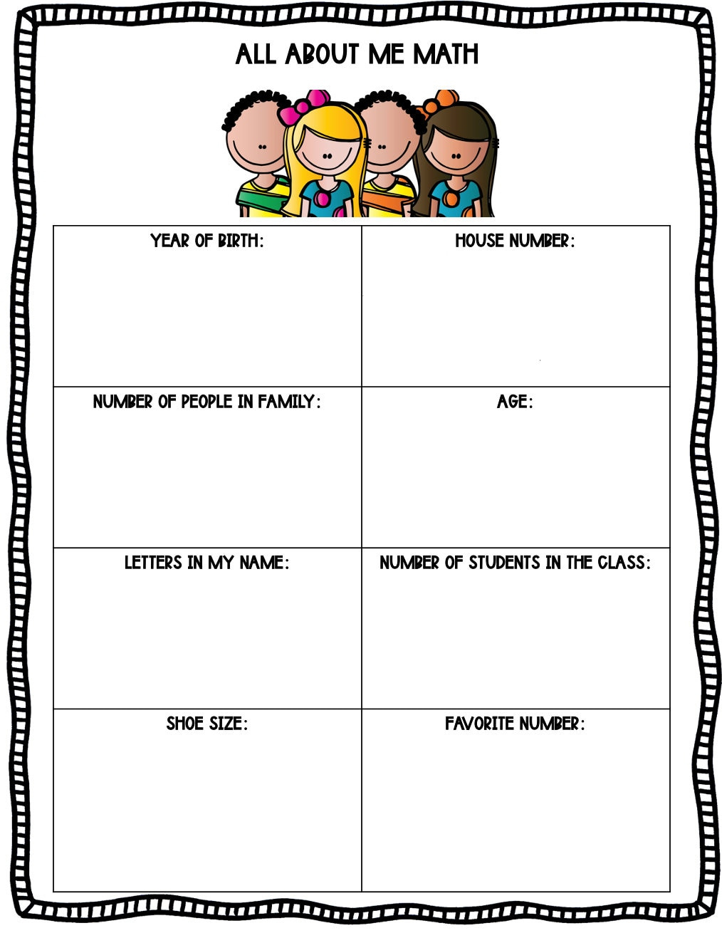 All About Me Math (Figure Me Out Math Printable Activity) - Etsy intended for All About Me Math Worksheet