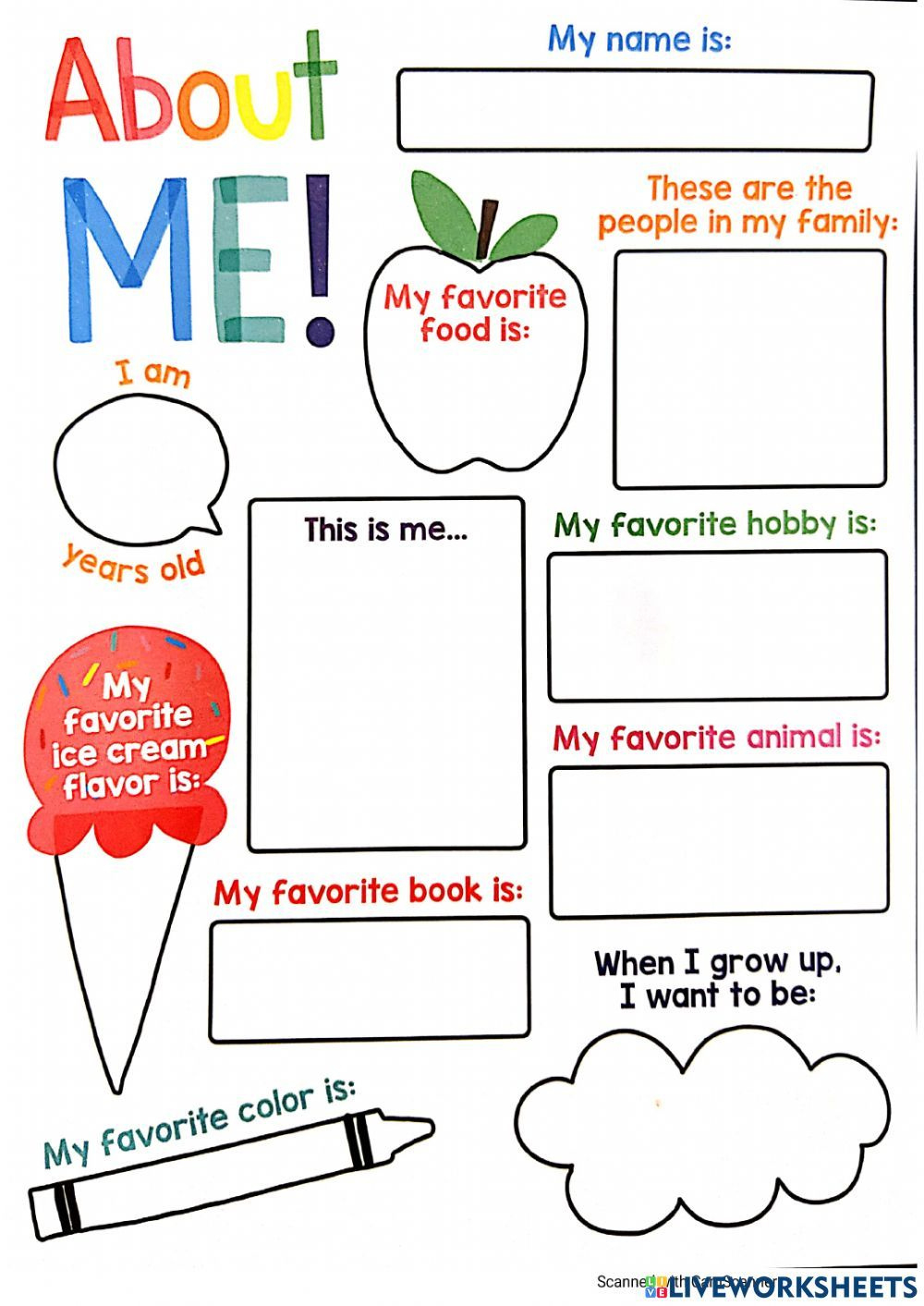All About Me Online Exercise For 3 with regard to All About Me Worksheet Liveworksheets Com