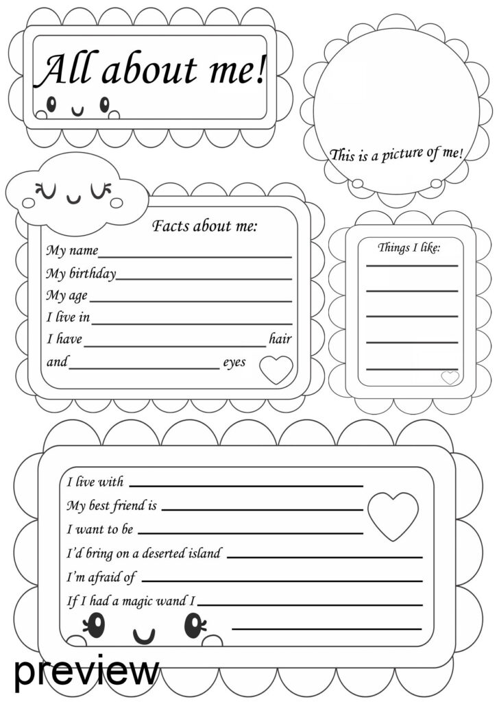All About Me Worksheet Back To School