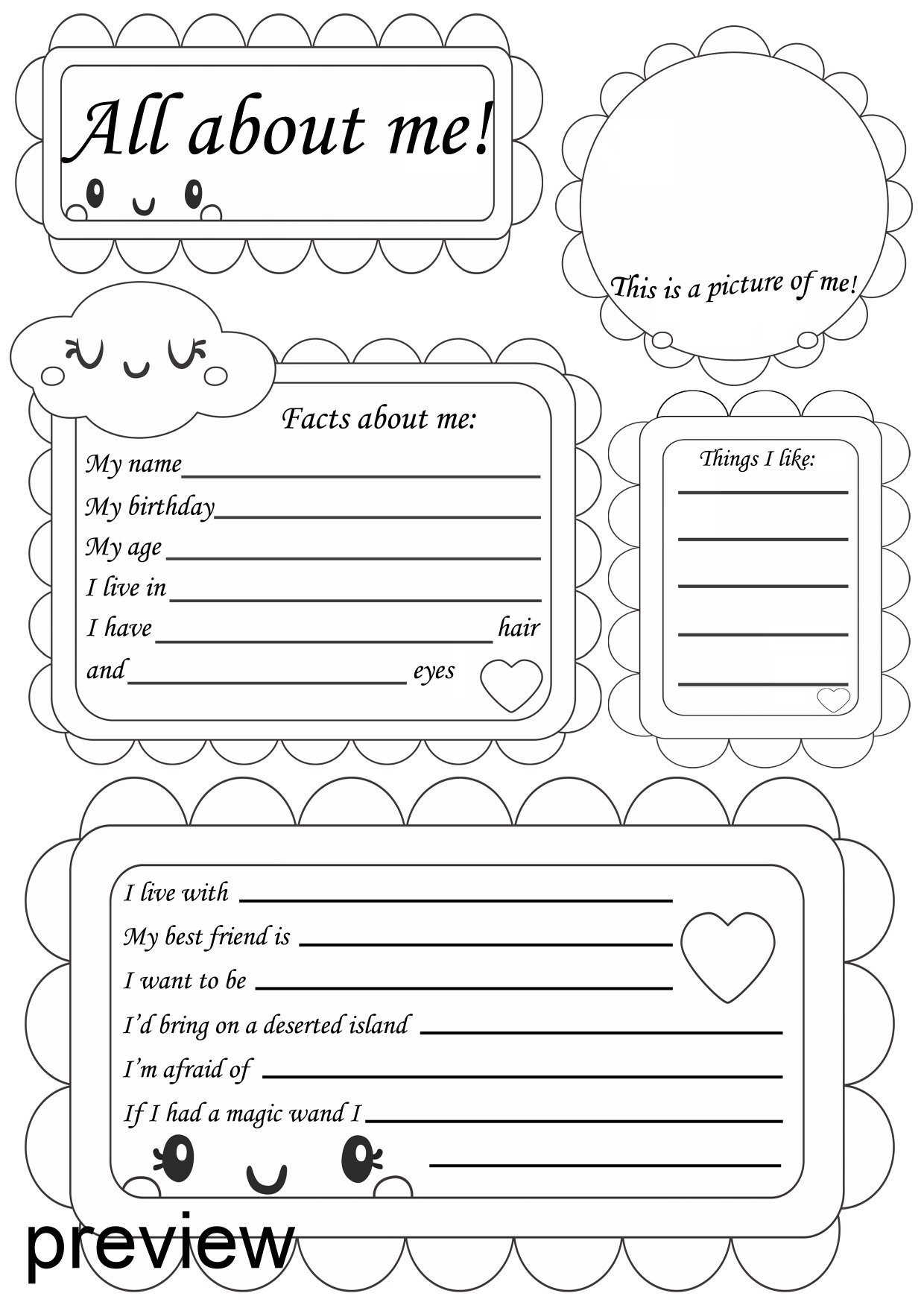 All About Me Poster | Printable Worksheet | Back To School inside All About Me Worksheet Back To School