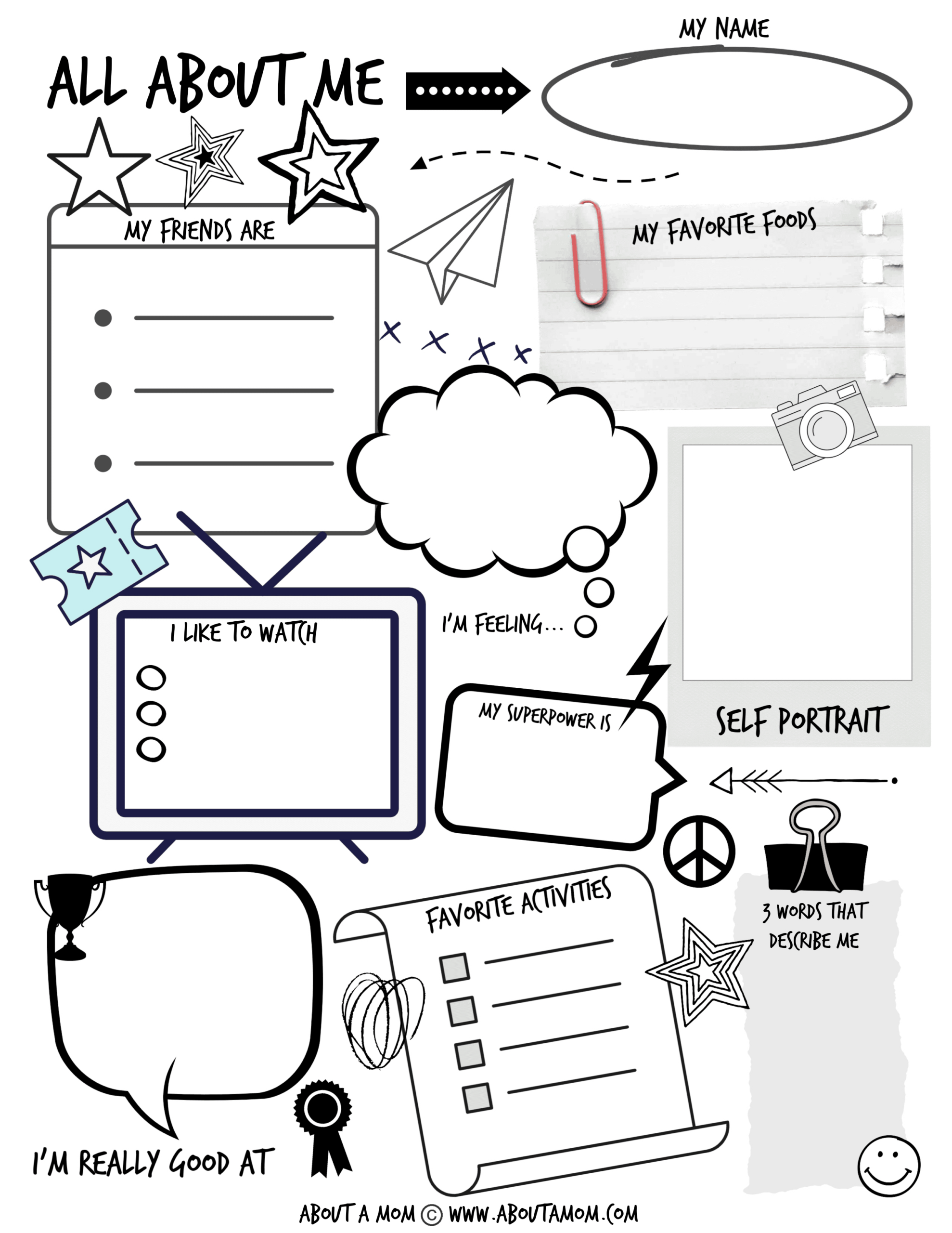 All About Me Printable Activity Page For Kids - About A Mom regarding All About Me Worksheet Upper Elementary