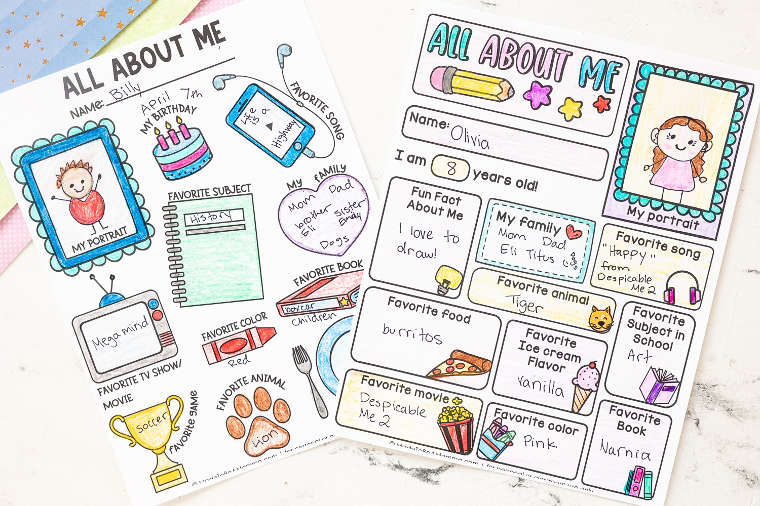 All About Me Printable For Back To School - Made To Be A Momma in All About Me Worksheet Completed