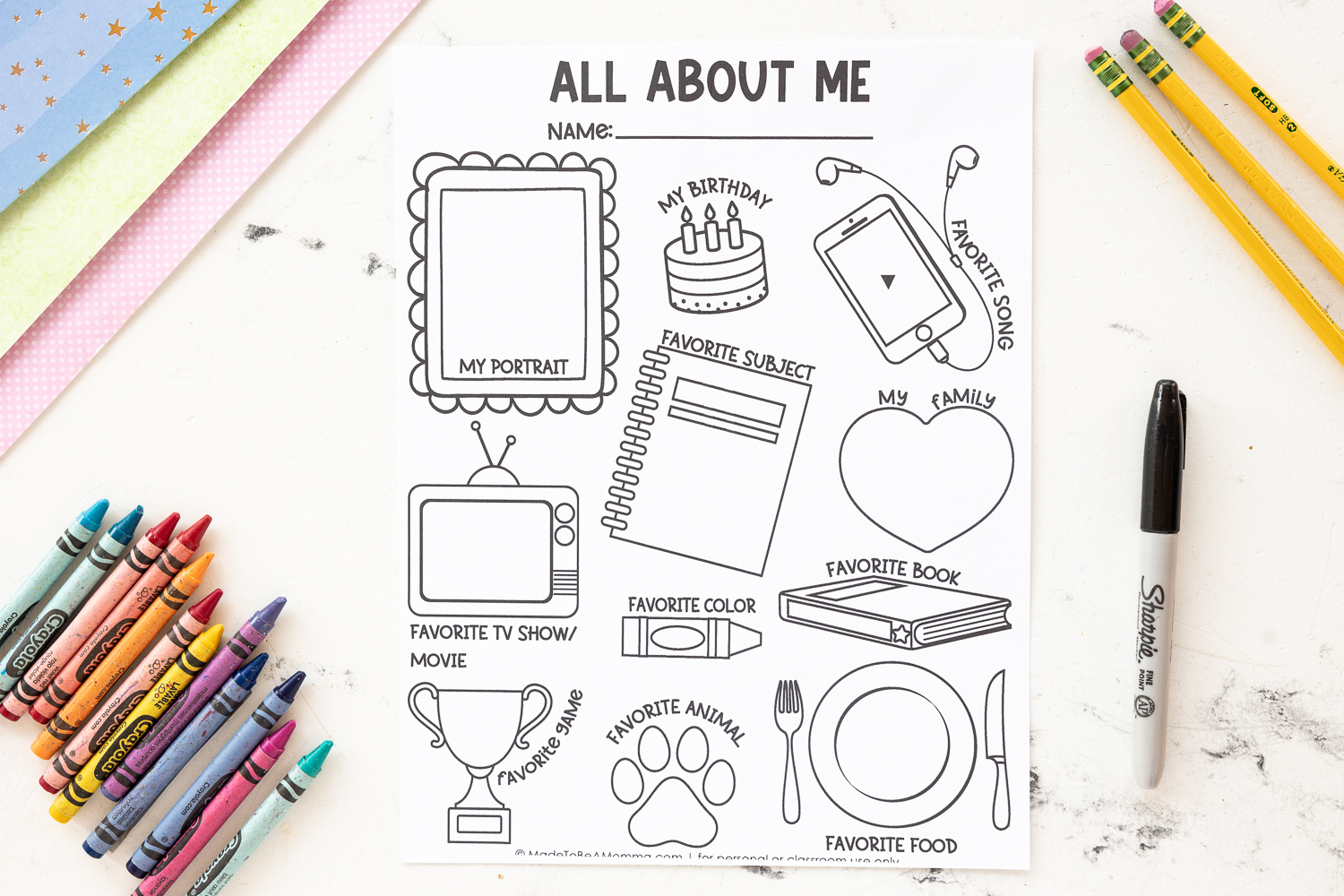All About Me Printable For Back To School - Made To Be A Momma intended for All About Me Worksheet Crayola