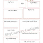 All About Me Printable For Girls, Young Women, Lds Activity Days For All About Me Teen Sheet