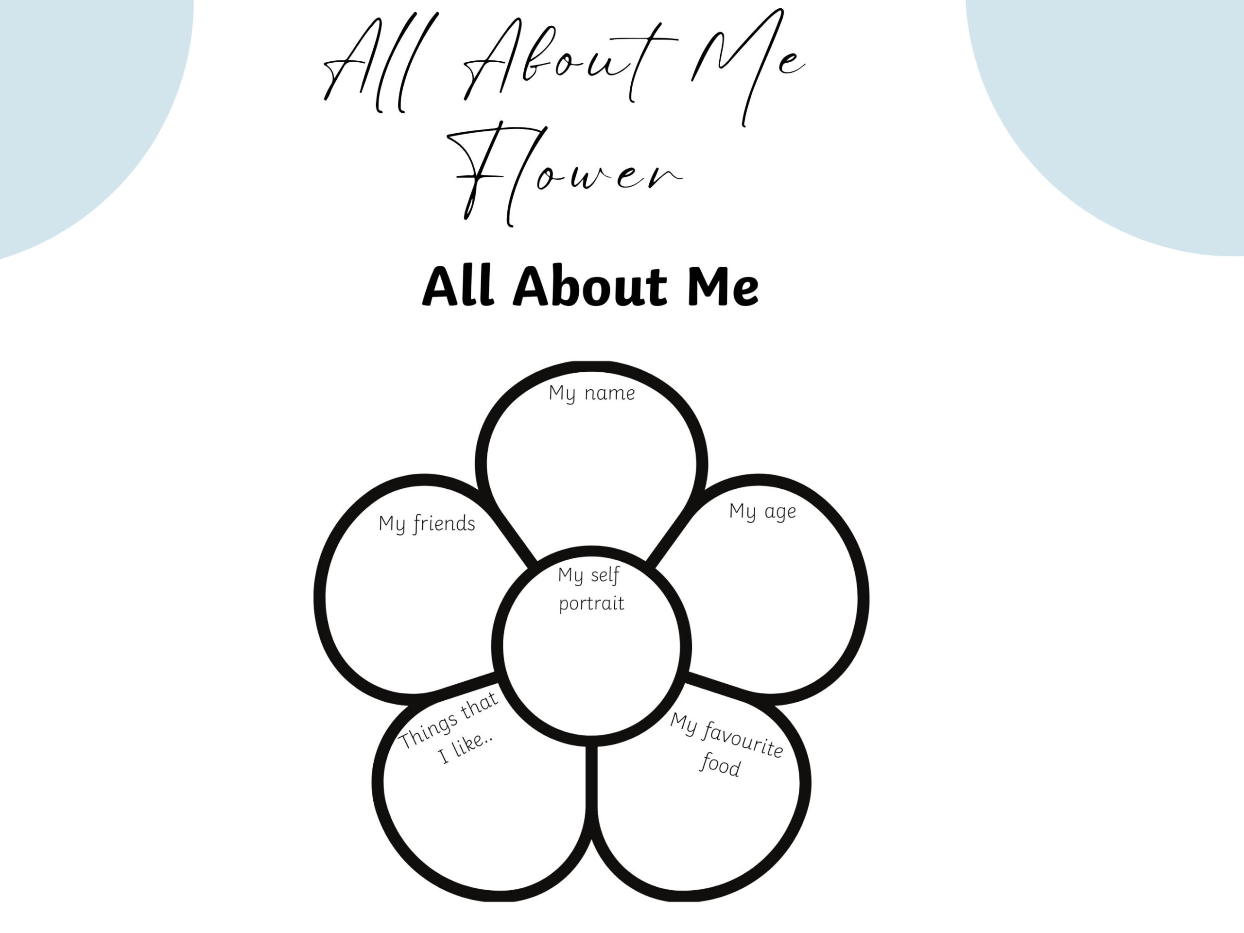 All About Me Printable, Kids Educational Activity, Get To Know Me intended for All About Me Flower Worksheet