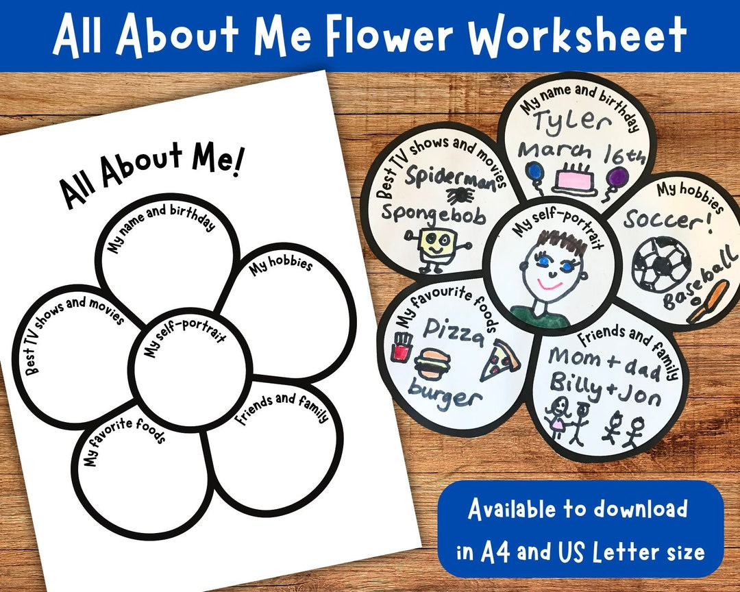 All About Me Printable, Kids Educational Activity, Get To Know Me throughout All About Me Flower Children Printable