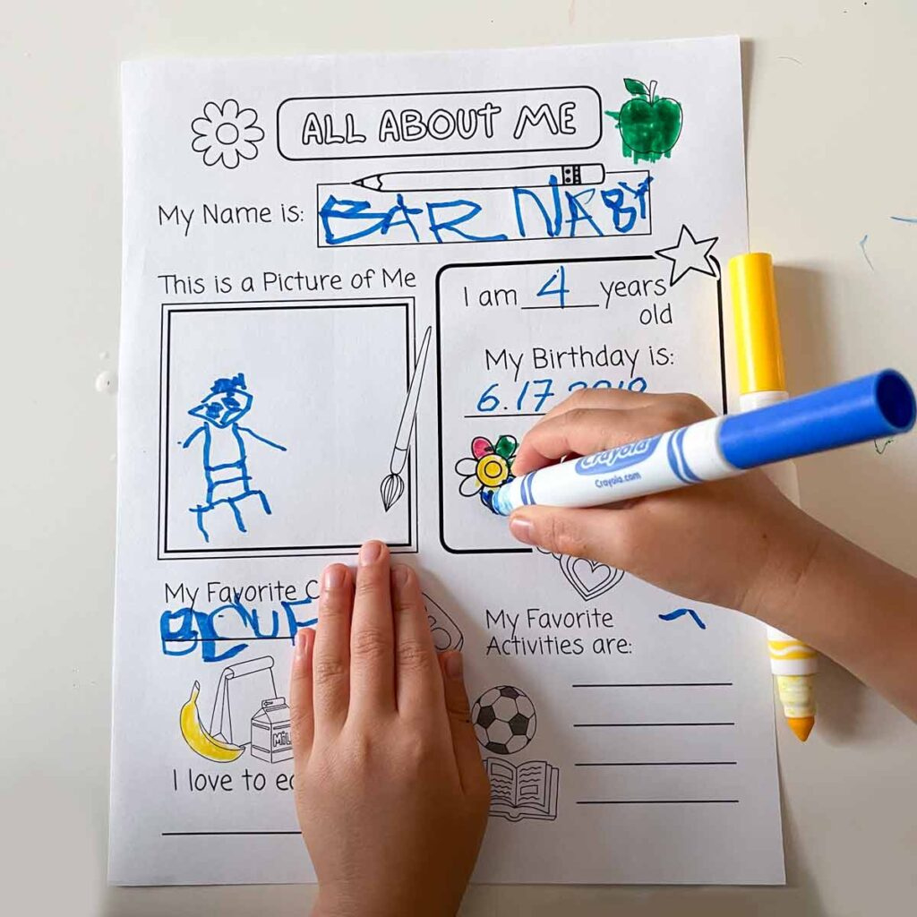 All About Me Printable Preschool Worksheet (Free Pdf) in All About Me Worksheet Completed