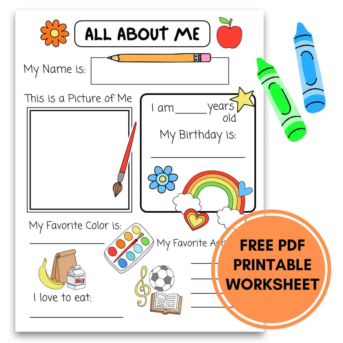 All About Me Printable Preschool Worksheet (Free Pdf) in All About Me Worksheet With Answers